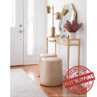 Lumisource OT-MAY AU May Contemporary Ottoman in Gold Faux Leather
